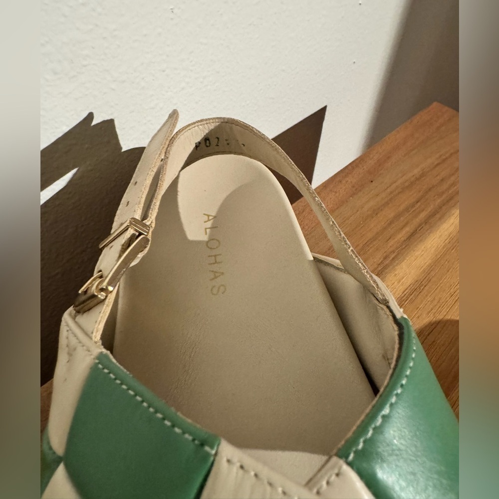 Alohas Marshmallow Scacchi Sandals Platform Leather Checkered Green Size 41 EUC - Picture 10 of 11
